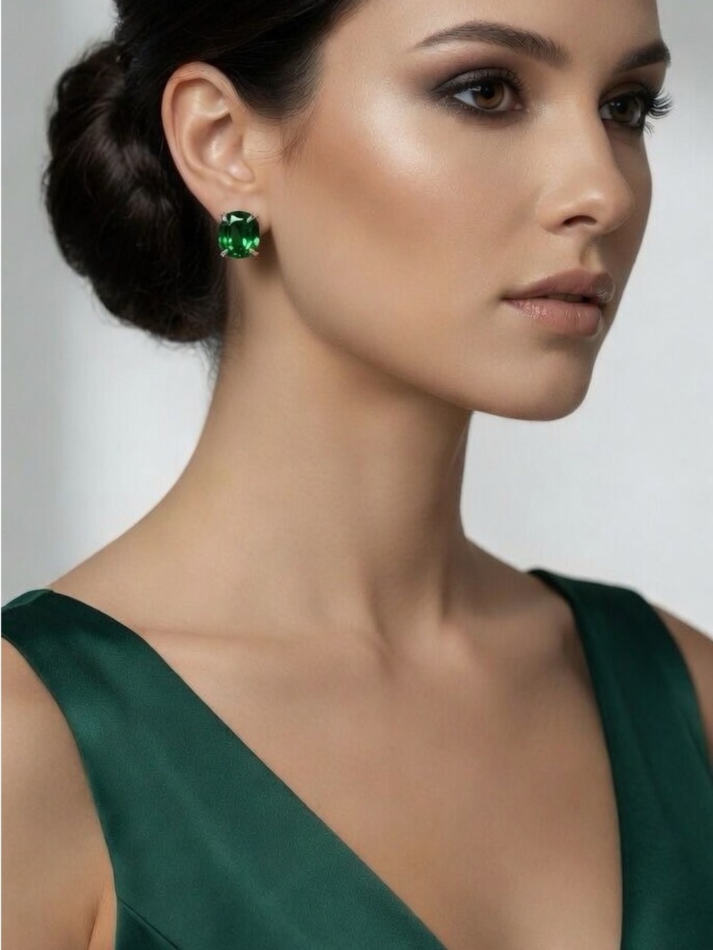 Bright Green Cushion Cut 925 Sterling Silver Earrings